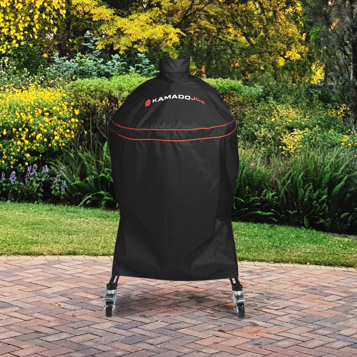 Kamado Joe Classic Joe Series 18-inch Ceramic Charcoal Grill and Smoker Durable Polyester Grill Cover with Adjustable Buckle in Black, Model KJ-GC23BWFS Kamado Joe