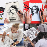 MARTCOLOR Charcoal Pencils for Drawing, 10 Pieces (S-Soft, Ex-Soft, Soft, Medium, & Hard) Black Charcoal Pencils for Sketching, Shading, Blending MARTCOLOR