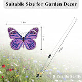 Vcekract 8 Pcs Butterfly Diamond Painting Swaying in The Wind, Diamond Art Kits for Adults, High Flexibility Iron Stakes Garden Decor, Diamond Painting Art Crafts for Beginners Vcekract