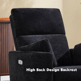 Recliner Swivel Glider Electric Rocking Chair with USB Port,Multifunction Upholstered Power Recliner Rocking Chair for Living Room Bedroom Nursery Adult with 2 Pillows(Black, Power-Driven) choairy