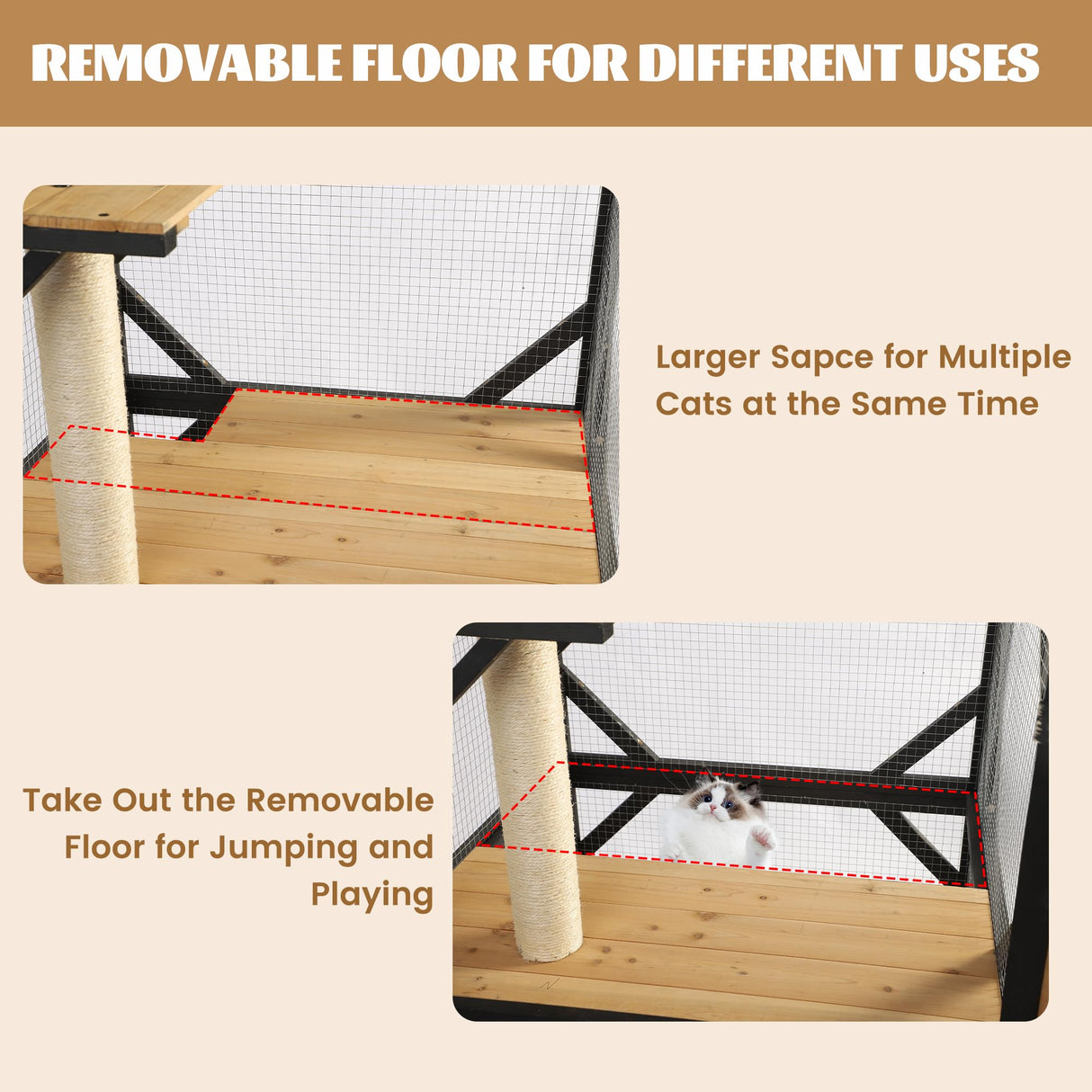 MAGIC UNION 71" Catio Outdoor Cat Enclosure Window Access, 4 Tiers Cats Playpen Catio with Wheels, Resting Box & Waterproof Roof, Indoor Large Cat House Cage with Scratching Post Sisal Ball (Black) MAGIC UNION