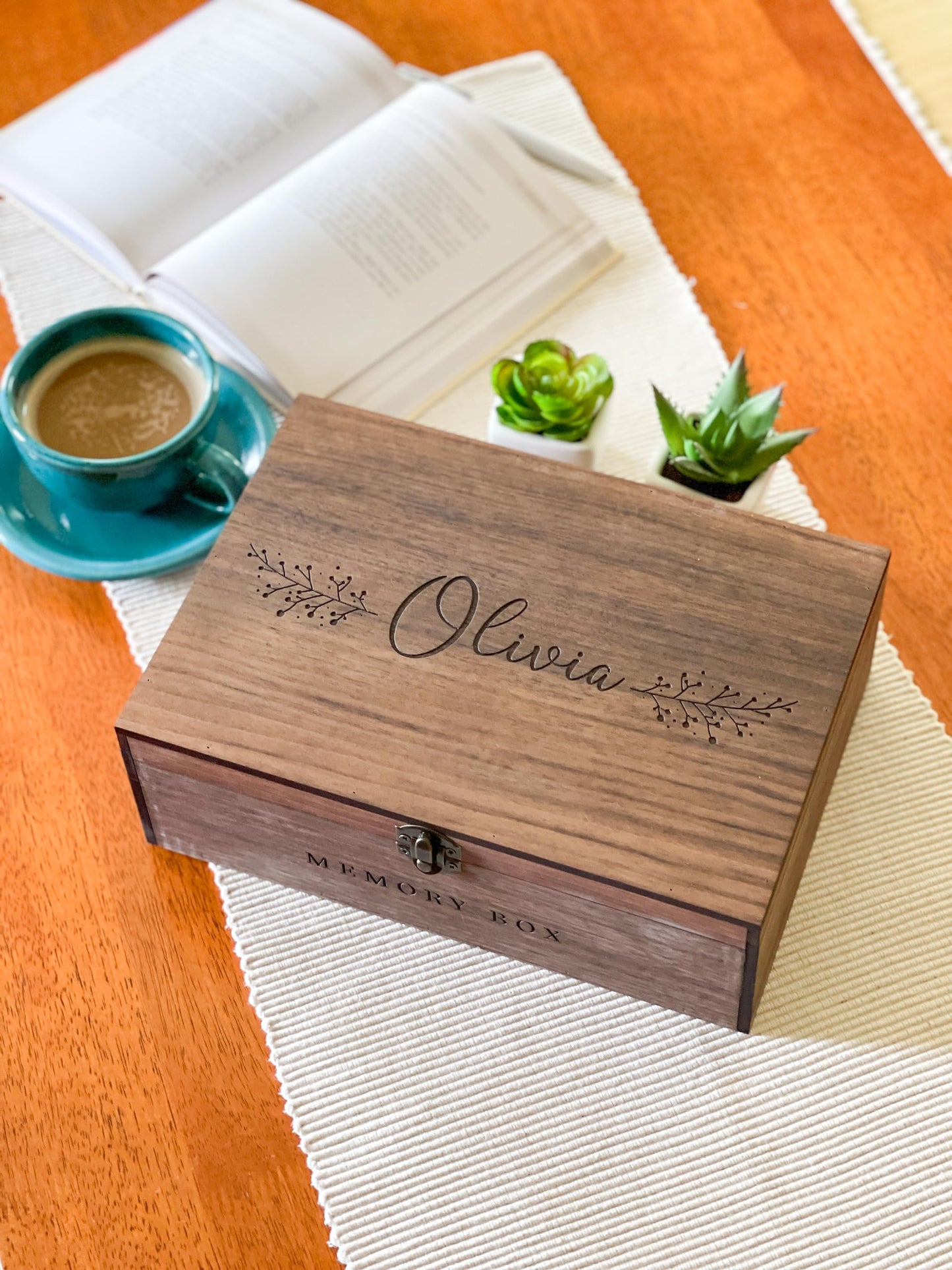 Personalized wooden name box for memories, keepsake - Christmas gift, present for Him, Boyfriend, Boy, Guy, Groomsmen, Friend for Birthday (Walnut) - WoodArtSupply