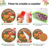 8 Pcs Fall Diamond Art Painting Coasters Kits,Thanksgiving Day Coaster with Holder for Adults, Non-Slip DIY Dot Paint Craft Kits,5D Full Drill DIY Diamond Dot Gem Art Kit Home Decor Arts Craft NEGEKFKX