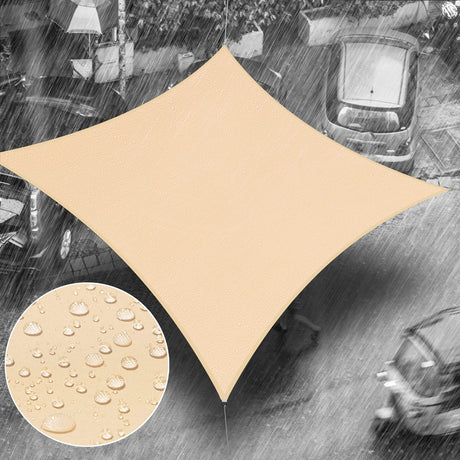 Royal Shade 14' x 14' Beige Square Waterproof Sun Shade Sail Canopy Awning, UPF50+ 98% UV Blockage & Water Resistant rsTADS14, Outdoor Backyard Patio Garden Carport (We Make Custom Size) Royal Shade