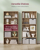 VASAGLE 5-Tier Adjustable Bookshelf in Camel Brown - 23.6 Inches Wide Floor Standing Unit VASAGLE