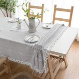 Oubonun Cotton Linen Rectangular Table Cloth, Wrinkle Resistant, Waterproof Tablecloth, Washable Farmhouse Table Cover with Tassels for Kitchen Dining Party, 55''x70'', 4-6 Seats, Grey Oubonun