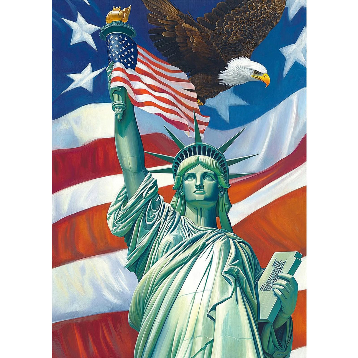 GHHKUD Statue of Liberty Diamond Painting Kits for Adults, DIY 5D Patriotic Diamond Painting, Full Drill Flag Diamond Art Kits Art Pictures Perfect for Relaxation and Home Wall Decor 30x40cm GHHKUD