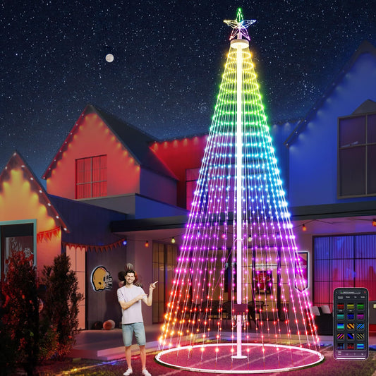 Danshinro 16FT Outdoor Christmas Tree - Smart Christmas Tree Outdoor Lighted Decoration, 1008 LED Christmas Star Tree Bluetooth App Control Color Changing DIY Christmas Tree Light for Yard & Garden