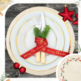 Buryeah 12 Set Christmas Round Placemats Washable 15 Inch Woven Placemats Embroidered Applique Place Mats Christmas Decorations for Winter Holiday Kitchen Dining Table (Berry) Buryeah