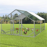 LEMBERI Metal Chicken Runs for Yard, Spire-roof Large Walk in Chicken coop cage for Outside,Galvanized Rabbits Duck Run and coops,Chicken Pen with Waterproof Cover for Outdoor,Backyard and Farm LEMBERI