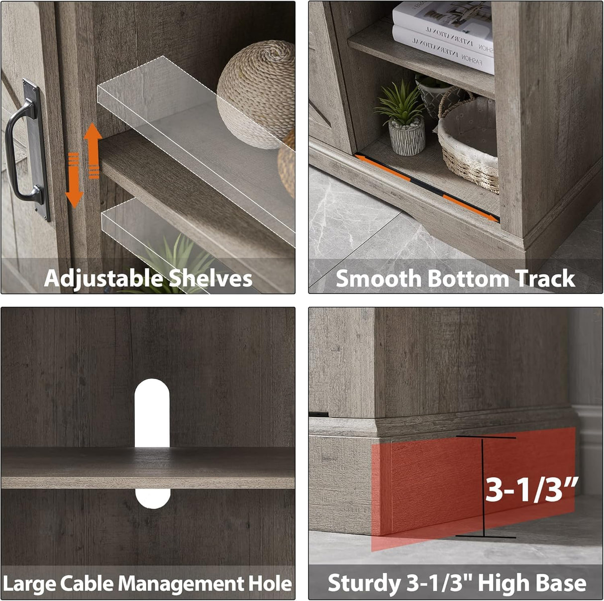 OKD Farmhouse TV Stand for 75 Inch TV, Rustic Entertainment Center w/Sliding Barn Door Wood Media Console Cabinet 66 Inch Long Television Stands for 70 Inch TVs, Light Rustic Oak OKD
