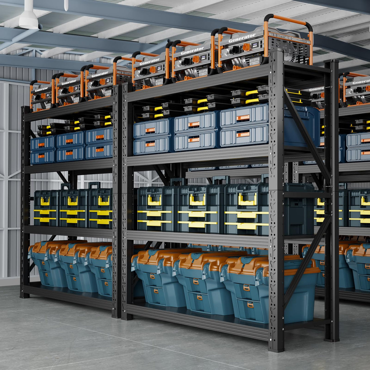 SGFHNV 4800LBS Heavy Duty Shelving Units, 4 Tier Adjustable Metal Utility Shelf, 78.7" H Garage Storage Shelves Organization Rack for Industrial, Warehouse, Basement (Black, 23.6" D×59" W×78.7" H) SGFHNV