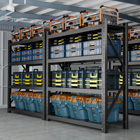 SGFHNV 4800LBS Heavy Duty Shelving Units, 4 Tier Adjustable Metal Utility Shelf, 78.7" H Garage Storage Shelves Organization Rack for Industrial, Warehouse, Basement (Black, 23.6" D×59" W×78.7" H) SGFHNV