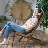 Melino Wooden Folding Chair for Outdoor - Low Profile Acacia Wood Lounge Chair with FSC Certified - Fully Assembled Outdoor Foldable Chairs for Patio, Porch, Pool Deck, Lawn, Garden - Sandstone Melino