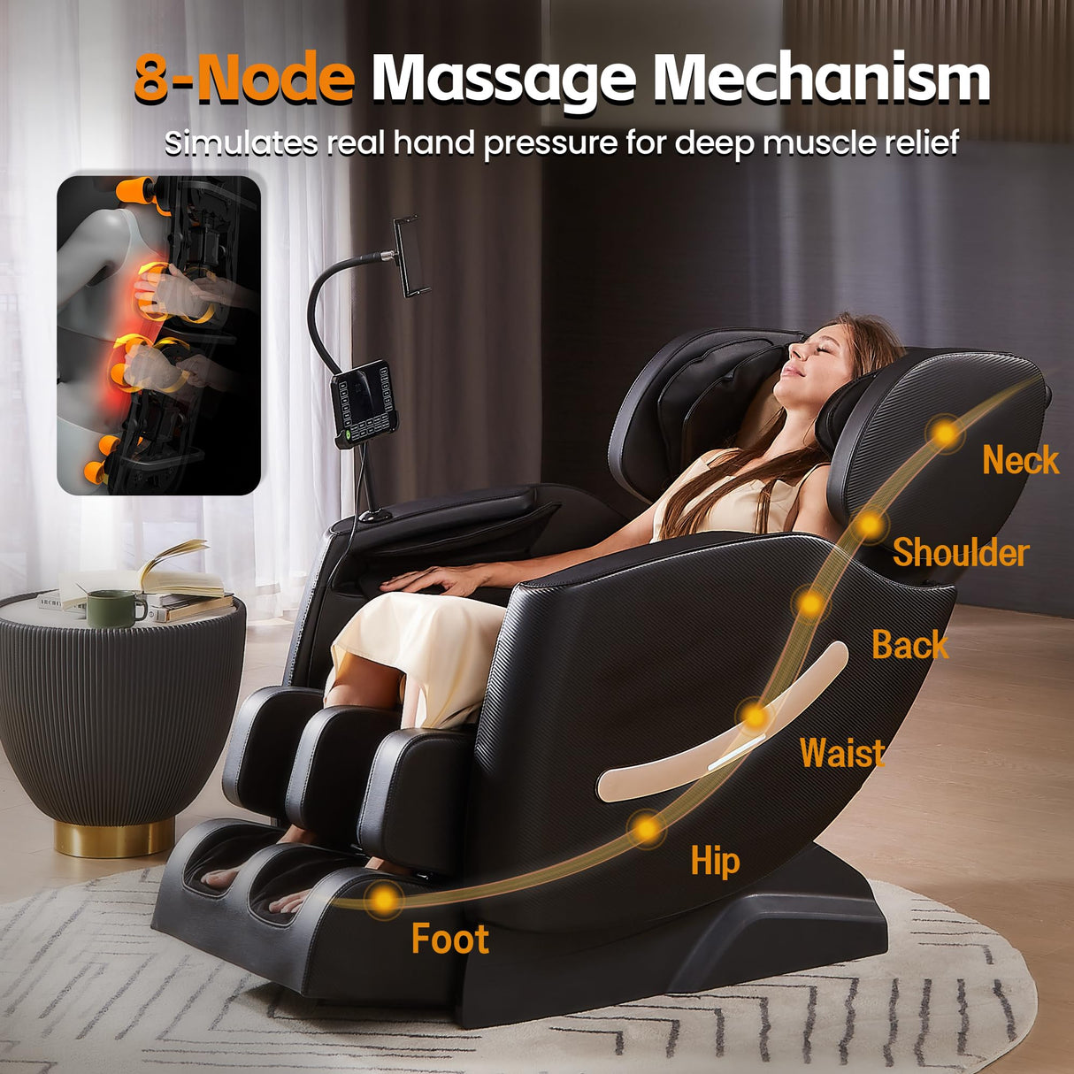 Luxury Full-Body Massage Chair,180° Zero Gravity Shiatsu Recliner,6 Auto Modes & 24L Pro Airbags,Lumbar & Calf Heating,Foot Roller,Touch Control and Bluetooth Audio,for Home Office Relaxation GOLINYOUBIZ