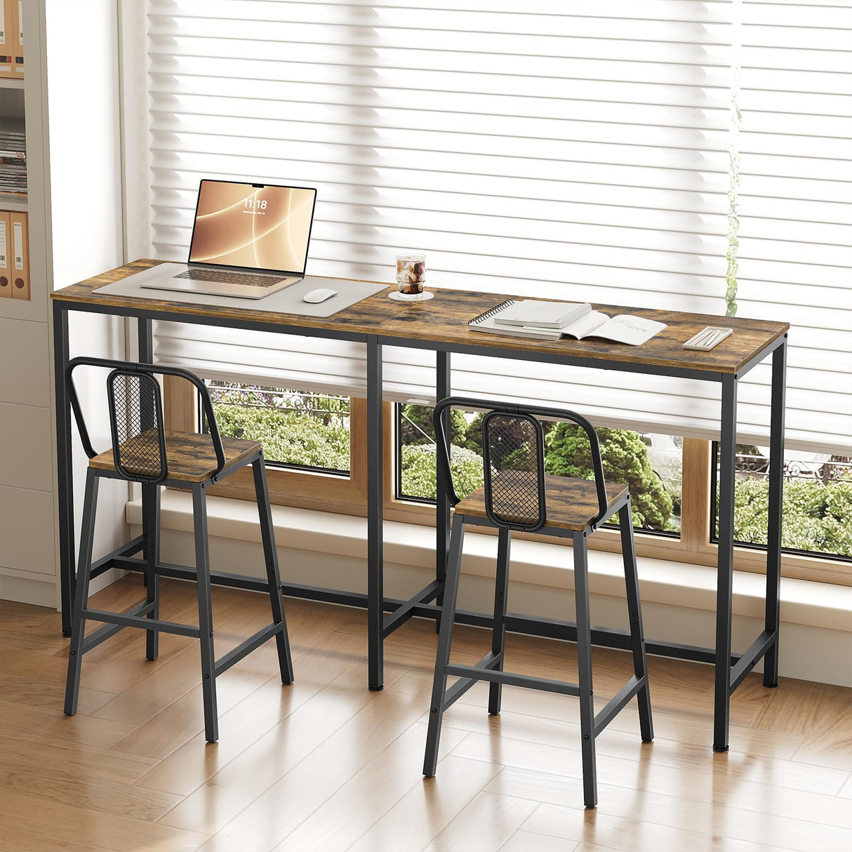 YATINEY 63" Long Bar Table, Counter Bar Height Table, High Top Table, Rectangular Hightop Table, Bar Pub Table, for Kitchen, Living Room, Dining Table, Entryway, Rustic Brown and Black BT06BR YATINEY