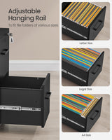 SONGMICS File Cabinet, Pre-Assembled Except Wheels and Handles, Office Filing Cabinet with Lock, for A4, Legal, Letter Sized Documents, 17.7 x 14.4 x 25.4 Inches, Matte Black UOFC112B01 SONGMICS