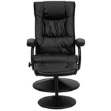 Flash Furniture Rachel Contemporary Multi-Position LeatherSoft Recliner Chair with Ottoman, 360-Degree Swivel Recliner Chair and Ottoman Set, Black Flash Furniture