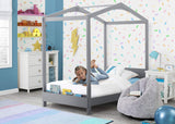 Delta Children Poppy House Wood Twin Bed, Platform Bed - No Box Spring Needed, Grey Delta Children