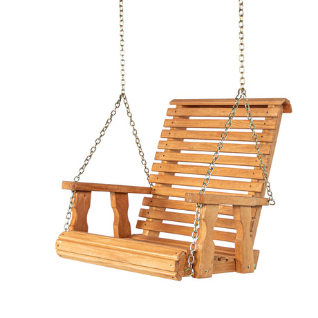 Amish Heavy Duty Roll Back Pressure Treated Swing Chair (Cedar Stain) Amish Casual