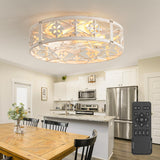 ZYD Caged Ceiling Fan with Light, 20" Ceiling Fan with Lights and Remote Flush Mount, Bladeless Caged Ceiling Fan with Light, Rust White Farmhouse Ceiling Fan for Bedroom, Kitchen, Dining Room ZYD