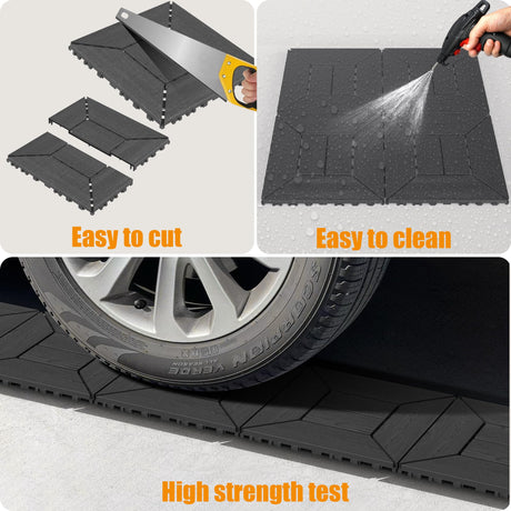 Zynaro 44 Pcs Plastic Interlocking Decking Tiles, 12'' x 12'' All-Weather Use Deck Tiles for Porch, Poolside, Balcony, Backyard, Indoor & Outdoor (Dark Grey, 44 Square Ft) Zynaro
