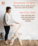 Woodandhearts toddler tower, Made in EU, toddler tower, toddler stool, foldable toddler tower, toddler standing tower, toddler stool for kitchen, toddler tower foldable (Ladder) Wood And Hearts