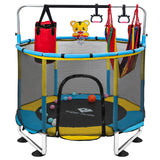 Trampoline for Kids, 5FT Adjustable for Toddler, Indoor/Outdoor Baby Trampoline with Enclosure Net, No-Gap Safe Design, Gifts for Boys & Girls (Yellow&Blue) PY SUPER MODE