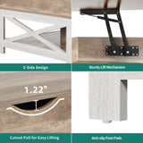 YITAHOME Coffee Tables with Living Room, Lift Top Coffee Table with Storage, Farmhouse Coffee Table, Square Wood Center Table Cocktail Table, Grey Wash YITAHOME