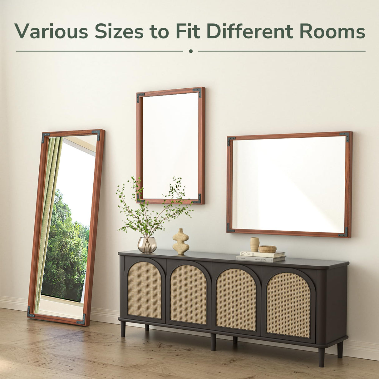 TokeShimi 60x36 Inch Rustic Wooden Framed Bathroom Mirror Over Sink, Pine Wood for Farmhouse Mirror, Water-Proof, French Cleats Installation, HD-Reflection and Shatter-Proof Glass TokeShimi