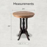 LONYKE Rustic Accent End Table, Farmhouse Side Table with Natural Top for Family, Dining or Living Room, Handcrafted Finish, Black LONYKE
