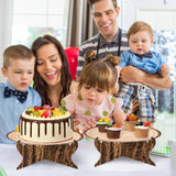 Zopeal 2 Pcs Woodland Cupcake Stand Wooden Cupcake Stand Decoration Western Cake Holder Camping Cake Holder for Woodland Baby Shower Decoration Forest Safari Birthday Party Supplies(Classic) Zopeal
