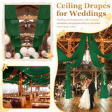 MODFUNS Ceiling Drapes for Parties Green Chiffon Ceiling Curtains 5x30FT 4 Panels Sheer Draping Fabric Tulle Curtain Drapery Elegant Arbor Ceiling Fabric for Bridal Baby Shower Party Tent Drapes MODFUNS