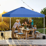 LuckIn 10×10 Pop Up Canopy Tent, Patented One Push Instant Canopy with Wheeled Carry Bag, Heavy Duty Shade Tent for Outdoor, Includes 150D Silver Coated Cover, 8 Stakes, 4 Ropes, 4 Weight Bags, Blue LuckIn