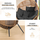 Vongrasig Wicker Egg Chair PE Rattan Chair with Cushion, Oversized Patio Lounge Chair for Outdoor, Indoor, Balcony, Backyard, Garden, Living Room, Black Vongrasig