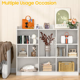 Vabches Kids Cube Bookshelf & Toy Storage Organizer, 3 Tier 10 Storage Cubes with Adjustable Shelf, White Wood Horizontal Cube Bookcase, Book Toy Display Cube Shelf for Kids Room Bedroom Nursery Vabches