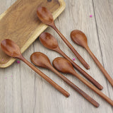 Wooden Spoons, 6 Pieces 9 Inch Wood Soup Spoons for Eating Mixing Stirring, Long Handle Spoon with Japanese Style Kitchen Utensil, ADLORYEA Eco Friendly Table Spoon ADLORYEA