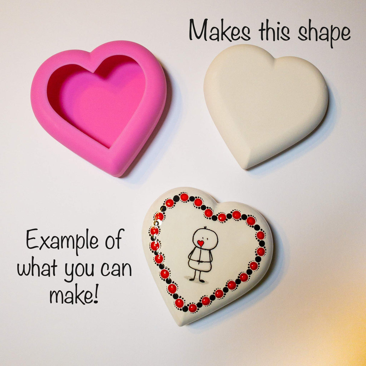 Heart Mold - Happy Dotting Company - Smooth Shape for Casting - Rock Crafts - Valentines Day Craft - Stone Art and Dot Art Mandalas, Kindness Rocks Happy Dotting Company