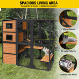 Aivituvin Large Cat Catio 4 Tiers Cat Enclosures House for Outdoor Indoor Cats with Weatherproof Roof, 3 Resting Rooms, 3 Platforms, 5 Windows 70" H 77" L Aivituvin