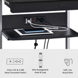 Yaheetech 22 in Laptop Computer Table Home Office Desk with Power Outlet for Small Space, Mobile Compact Corner Desk with Charging Station and USB Ports on Wheels, Student Writing Desk Table, Black Yaheetech