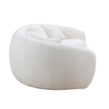 BAMOOLI 101'' Curved Sofa Couch, Mid Century Modern Half Moon Living Room Sofa, Luxury 5-Seat Sofa Couch with 4 Throw Pillows, Teddy Fleece Leisure Couch for Apartment, Office, Bedroom, Beige BAMOOLI