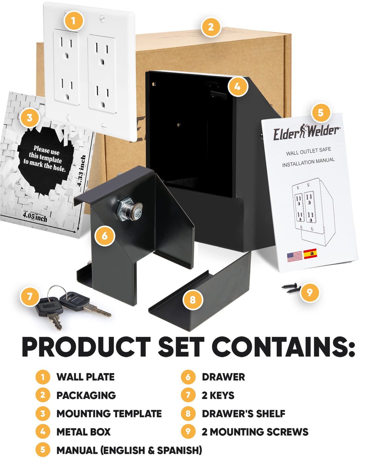 Elder Welder® Wall Outlet Hidden Safe with Key Lock | The Sneaky Way to Trick Thieves | Easy to Install | 100% Real Wall Plate | Wall Hidden Safe for Money | Elevated Choice Over Book Safe or Can Safe Elder Welder