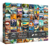 PICKFORU National Parks Puzzles for Adults 1000 Pieces and up, National Parks Stickers Puzzle Collects Yellowstone Yosemite Zion Glacier, National Park Poster Jigsaw Puzzles as Home Decor PICKFORU