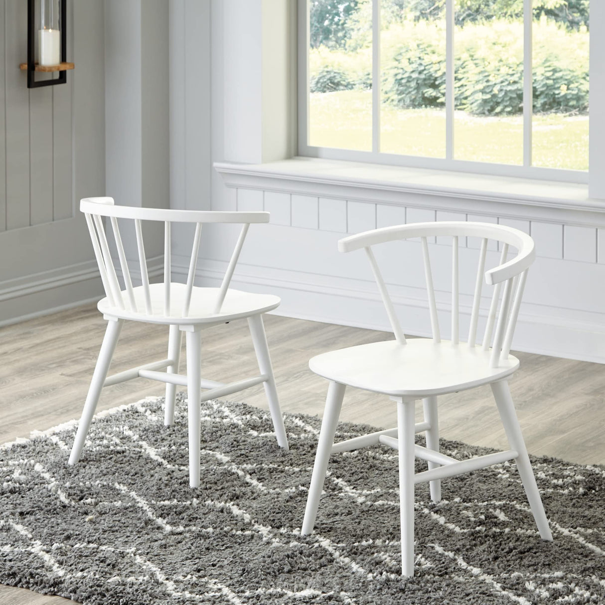 Signature Design by Ashley Grannen Modern 18" Spindle Back Dining Chair, 2 Count, White Signature Design by Ashley