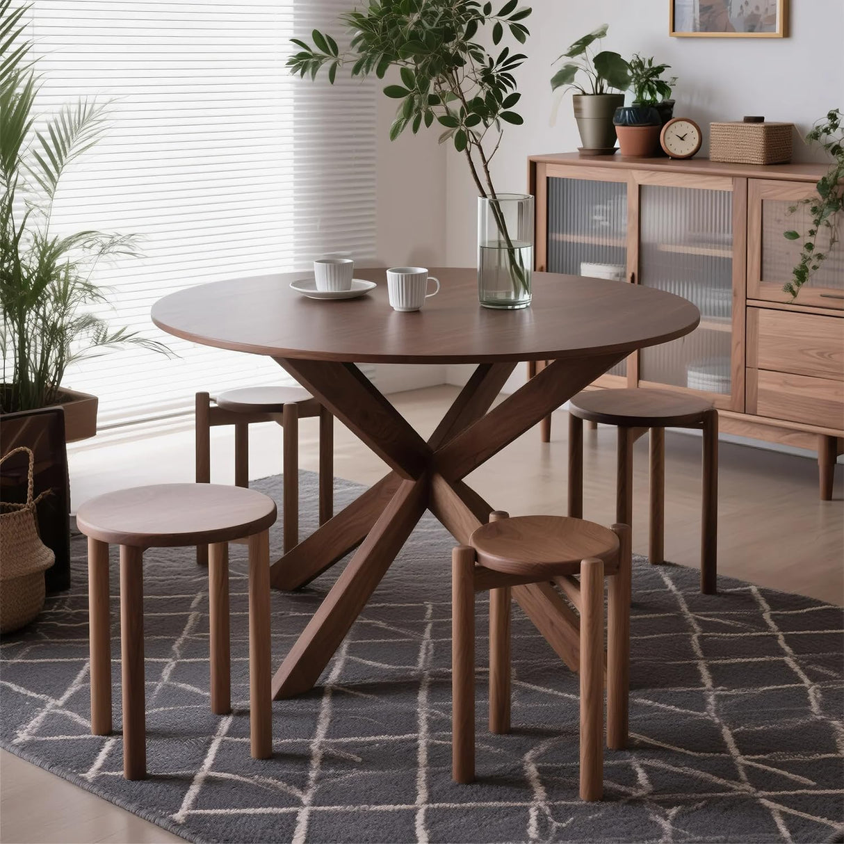 Buzleer Stackable Stools Set of 4, Solid Wood Nesting Coffee Table Saving Space Nesting Side Tables for Kitchen Bedroom Living Room Bar Buzleer