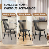 ClinQ Windsor Dining Chair Set of 4, Spindle Back Wooden Chairs for Kitchen and Dining Room, Farmhouse Country Wooden Dining Chairs for Dining Living Room, Farmhouse Restaurant, Black ClinQ