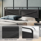 HOOBRO Wooden Panel Headboard, King Headboard, Minimalist Head Board with Metal Frame, Height Adjustable, with Bed Frame Adapter, Black HOOBRO