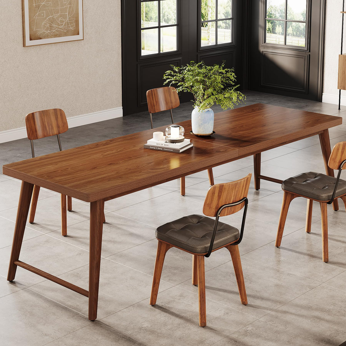 Tribesigns 78.7" Extra Long Desk, Large 2-Person Computer Desk Writing Desk, Double Home Office Desk Study Work Table with Metal Legs, Rich Walnut Tribesigns