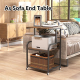 EasyCom 20''x15.7''Large Printer Stand-3 Tier Printer Table with Wheels- Printer Storage Cart- Rolling Printer Cart with Storage Shelf for Printer Scanner Fax Home Office Use- Rustic Brown EasyCom