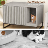 Halitaa Litter Box Enclosure, Modern Cat Litter Box Enclosure Furniture Hidden Litter Box with Cat Scratch Pad, Cat Washroom Cat House End Table, Entryway Bench for Livingroom (Grey) Halitaa
